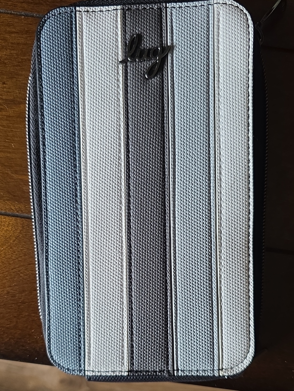 lug Vertical Striped Pike Zip Wallet in Black, Gray, White